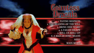 screen grabs of menus from Network's Countess Dracula special edition dvd (2006)